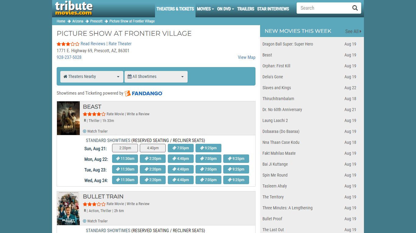 Picture Show at Frontier Village | Prescott Movie Listings | Showtimes